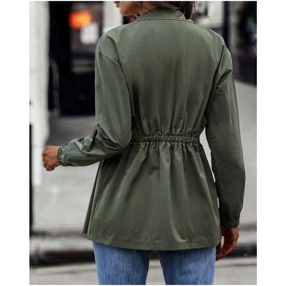 Cozy Army Green Button up Oversized Jacket Shacket - Picture 4 of 6